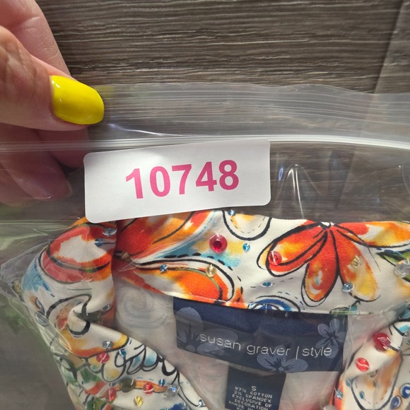 Susan Graver Style Jacket Womens S White Floral Colorful Embellished Stretch NEW - Picture 16 of 16